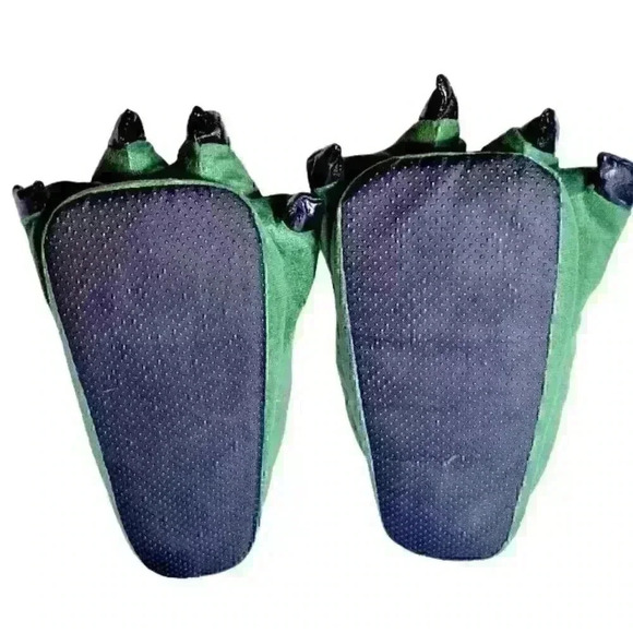 DINOSAUR Paws Costume Womans GREEN COMFY Slippers Non-Slip Shoes size Med (7-8) - Picture 6 of 6